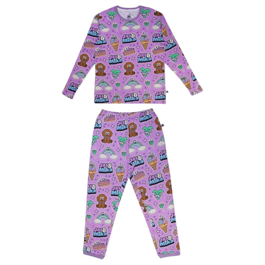 Jas & Mika "Dreams" Pyjamas Sæt - Lilla (2 Dele, T-shirt og Bukser)
