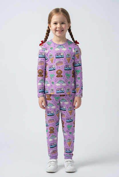 Jas & Mika "Dreams" Pyjamas Sæt - Lilla (2 Dele, T-shirt og Bukser)