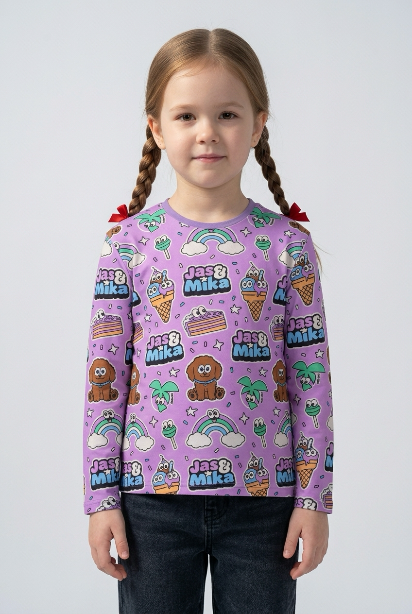 Jas & Mika "Dreams" Pyjamas Sæt - Lilla (2 Dele, T-shirt og Bukser)