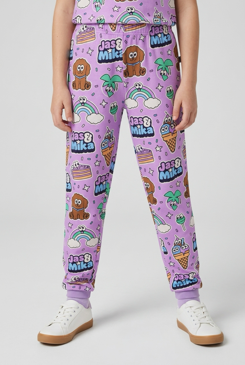 Jas & Mika "Dreams" Pyjamas Sæt - Lilla (2 Dele, T-shirt og Bukser)